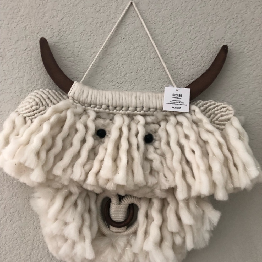 Cream Wool Wall Hanging with Horns